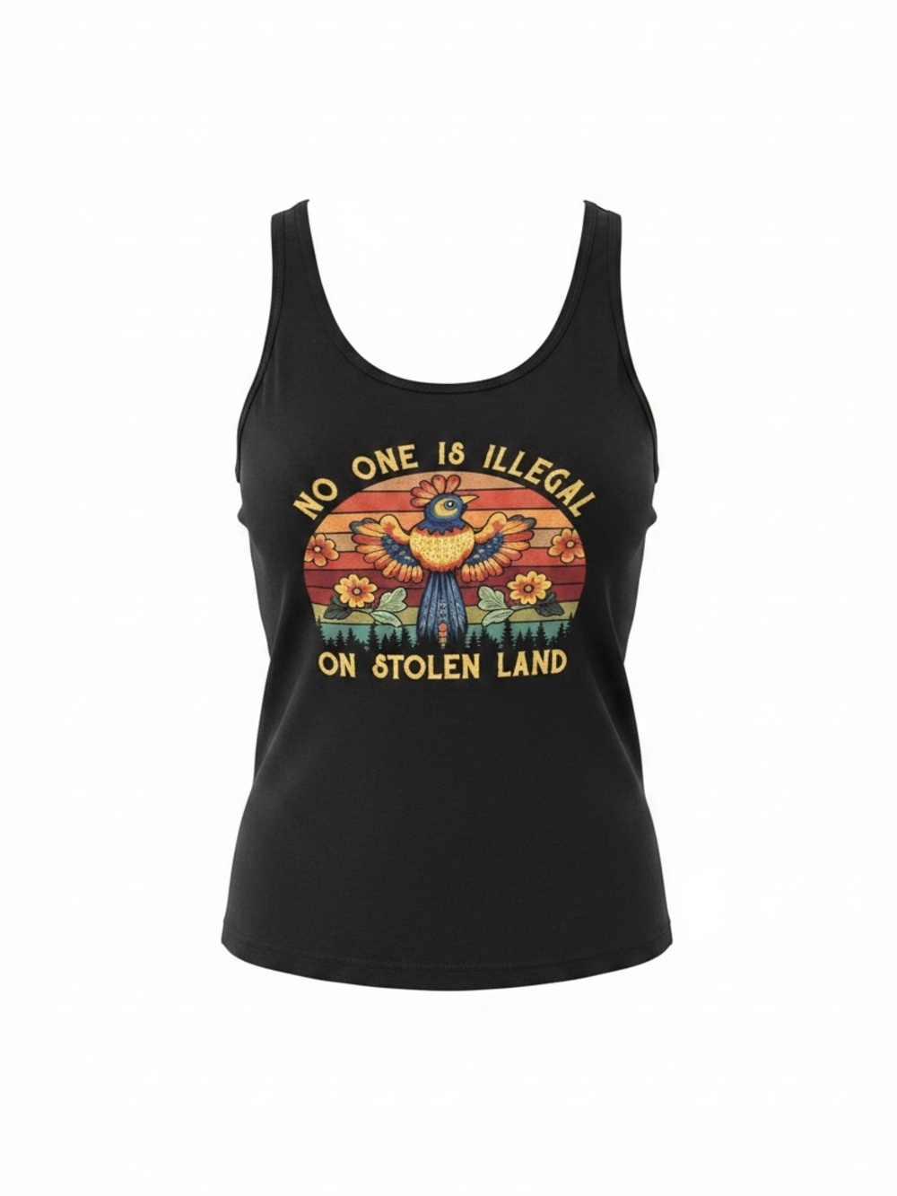 No One Is Illegal Graphic Tank Top - Black - SKU 1182